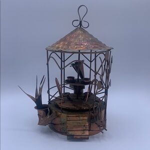 Rustic Vintage Copper Covered Gazebo Rotating Music Box Tea for Two